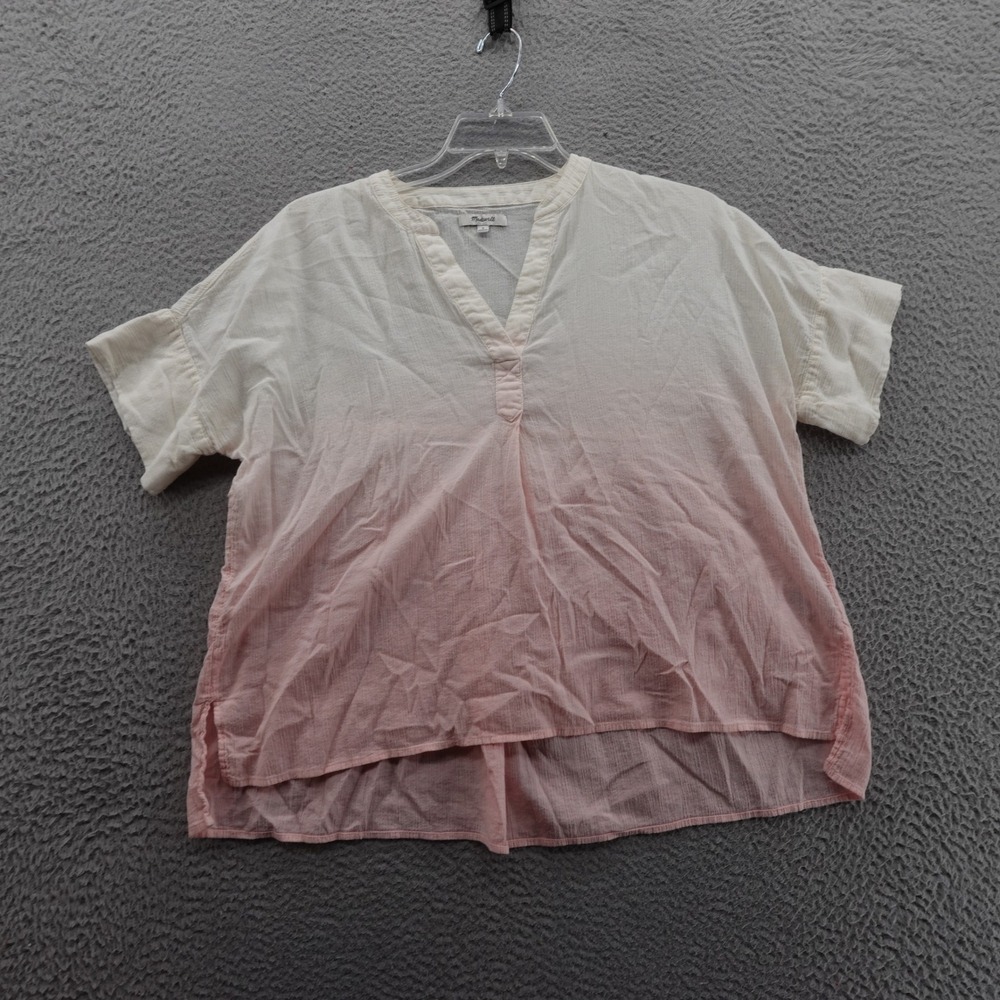 Madewell Dip Dye Lakeline Popover Shirt Medium Hombre Ivory Pink Women Oversized